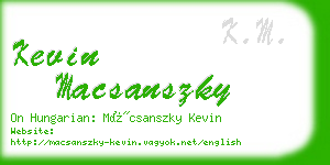 kevin macsanszky business card